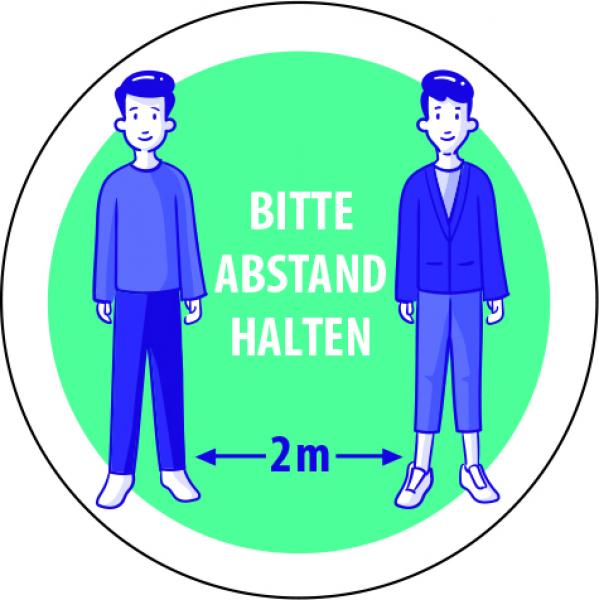 Corona Aufkleber Abstand halten